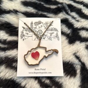West Virginia shaped Rose Petal Necklace